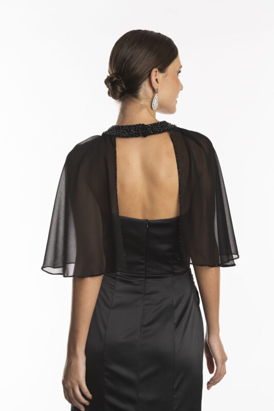 Costas capa bolero preta bordada fenix