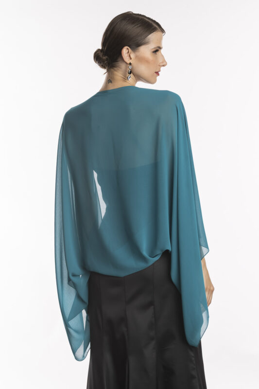 Costas, echarpe, blusa de festa brunella na cor capri