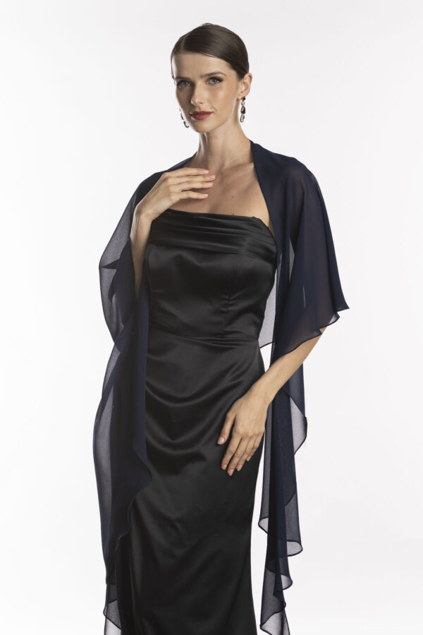 Echarpe de festa para usar com vestido de festa na cor azul marinho