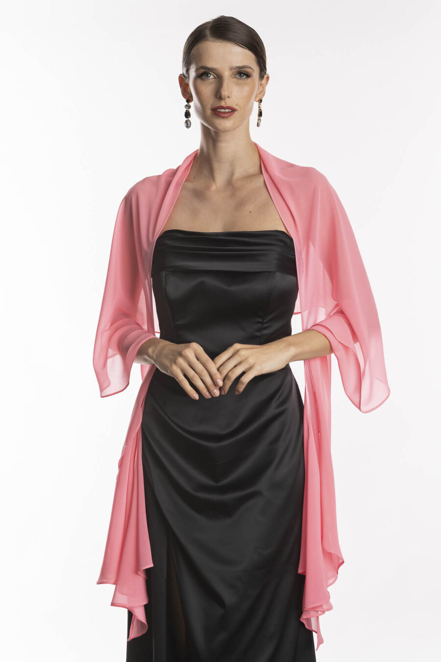 Echarpe para usar com vestido festa karine, na cor rosa