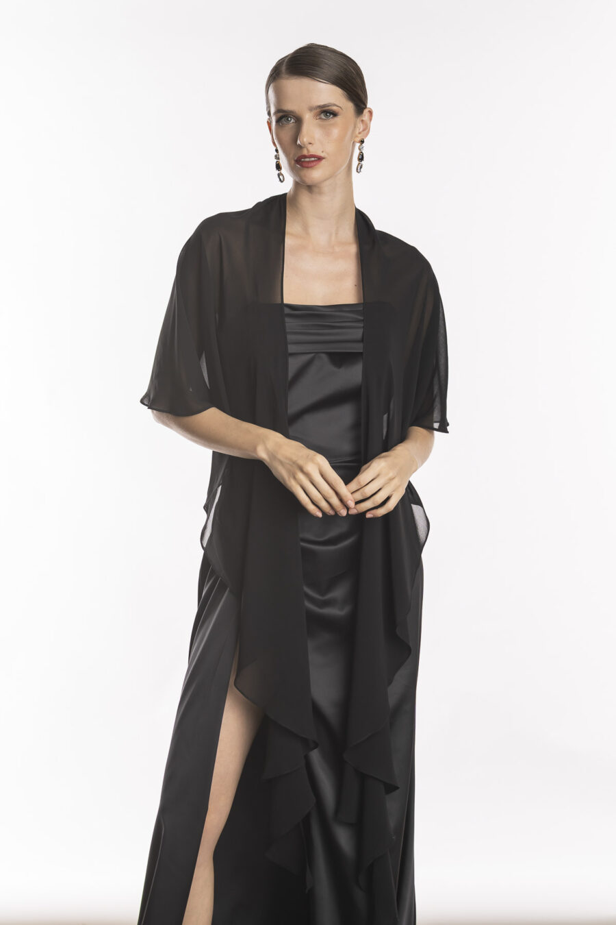 Echarpe para usar com vestido festa na cor preta, modelo dorotty.