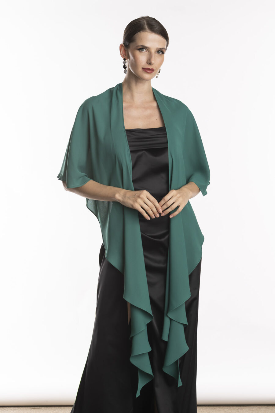 Echarpe para usar com vestido de festa, rafaella, na cor verde floresta