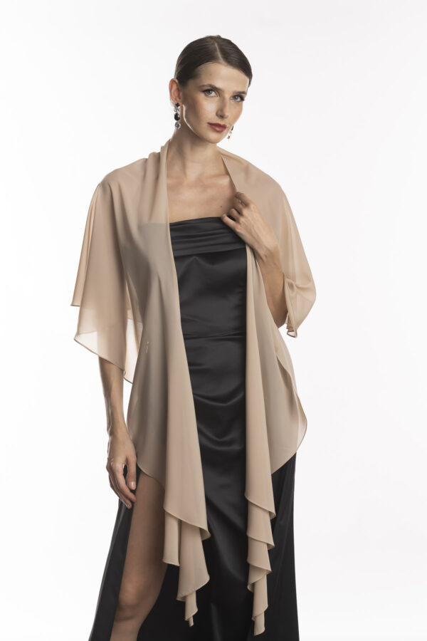 Elegante echarpe nude lilly para usar com vestido de festa-2