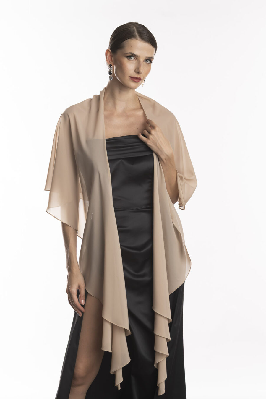 Elegante echarpe nude lilly para usar com vestido de festa-2