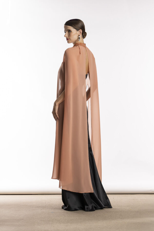 Sobrecapa echarpe Salmon elegante bordada a mão, juliet para usar com vestido de festa