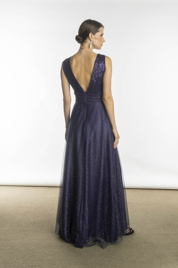 Vestido de festa longo blue flores