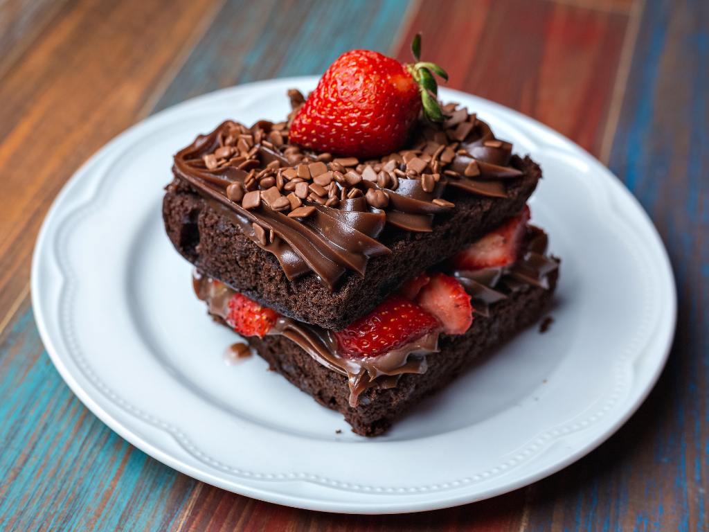 Bolo de chocolate com morangos