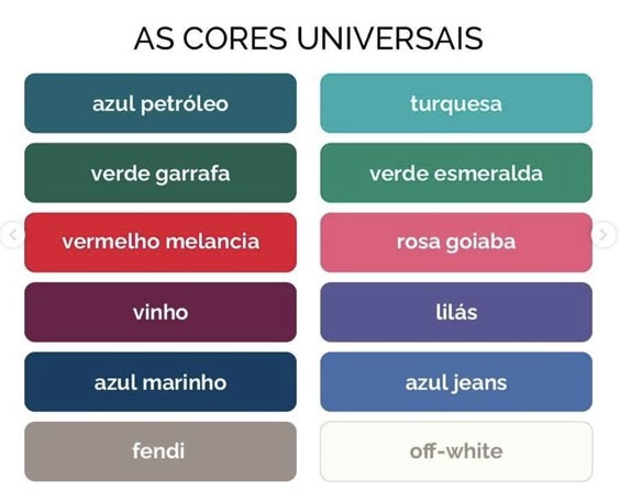 cores universais