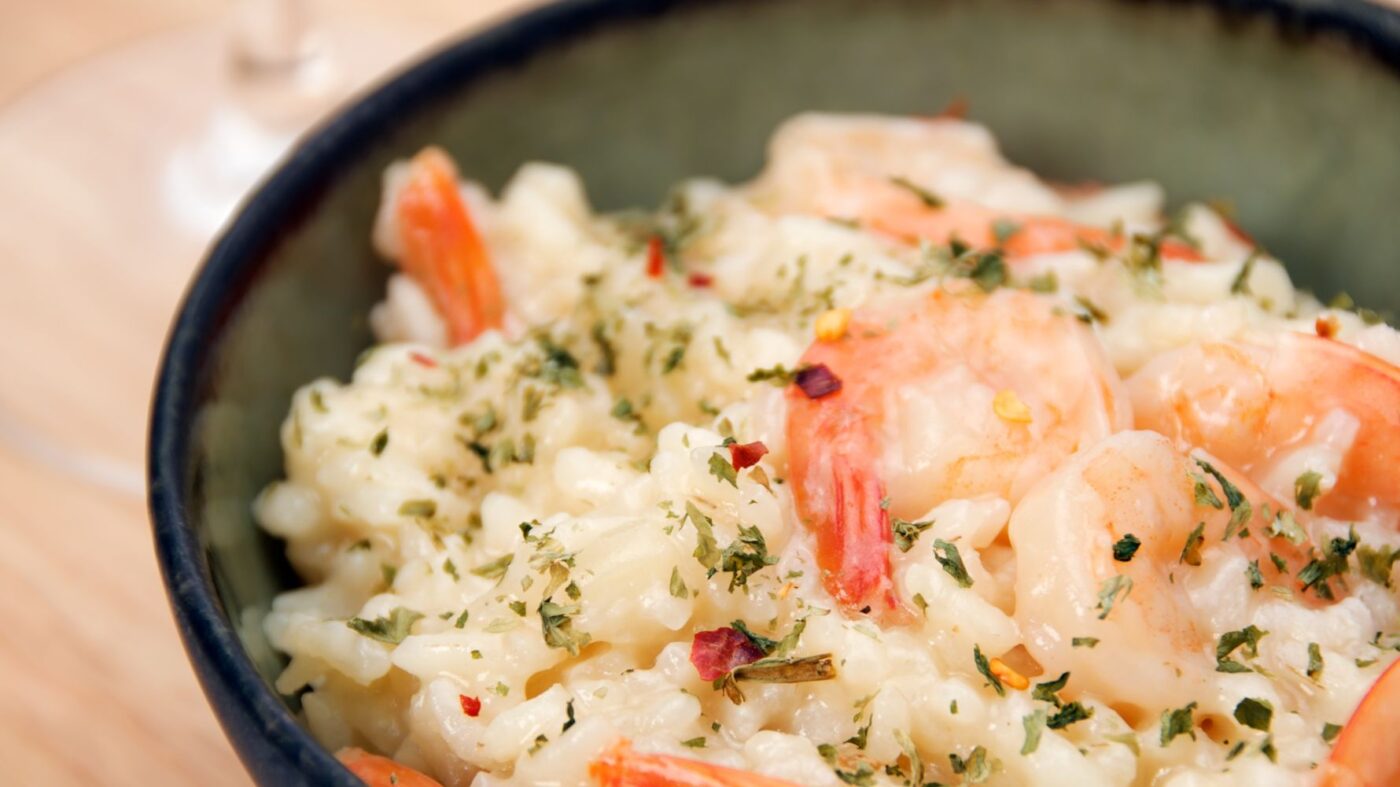 risoto de camarão