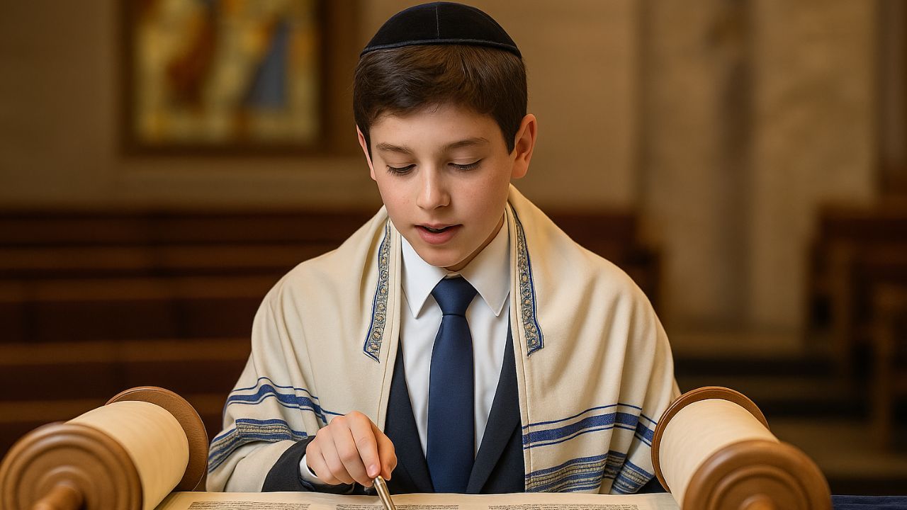 criança em cerimônia de Bar Mitzvah