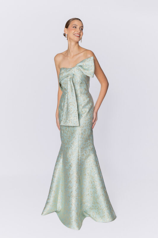 Vestido de festa longo Charlotte em jacquard para casamentos