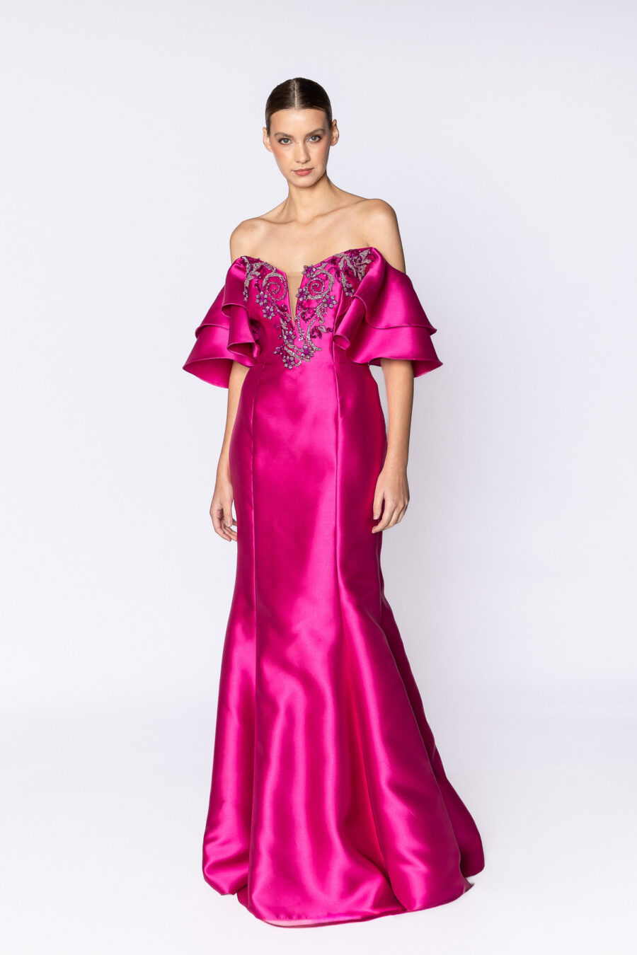 Vestido de festa fúcsia Gigi para mães dos noivos