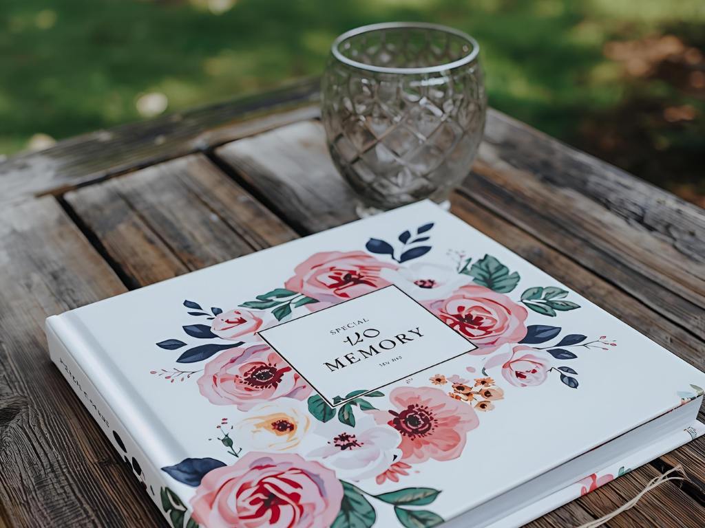 Livro de assinaturas em cima de uma mesa