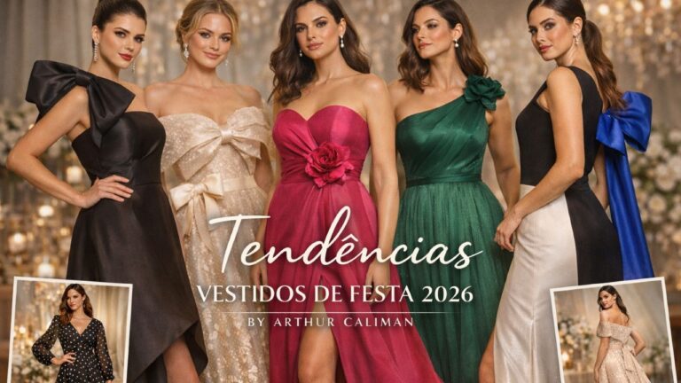 mulheres com vestidos de festa preto, bege, rosa, verde e branco preto e azul