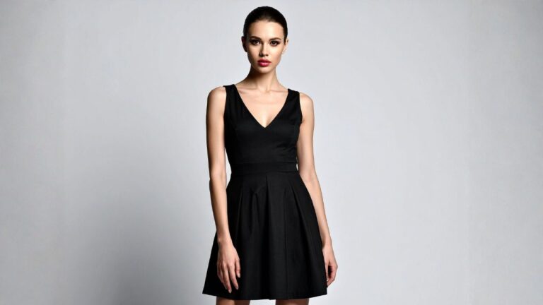 mulher com vestido curto elegante preto