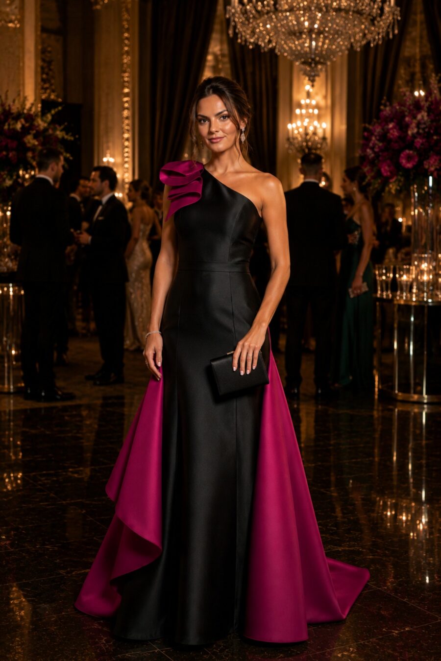Vestido de festa bicolor para baile de formatura Athina Onasis