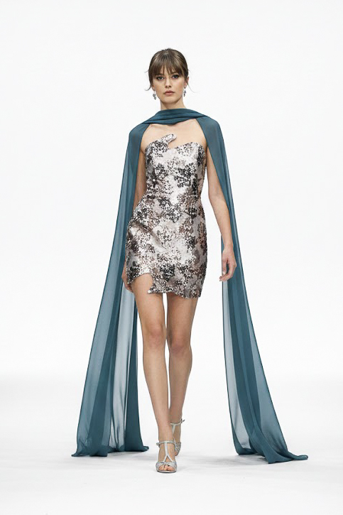 Vestido de festa curto jacquard green