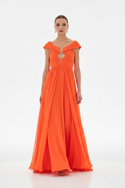 Vestido de festa laranja isa hickman para madrinha e convidadas de casamento na praia