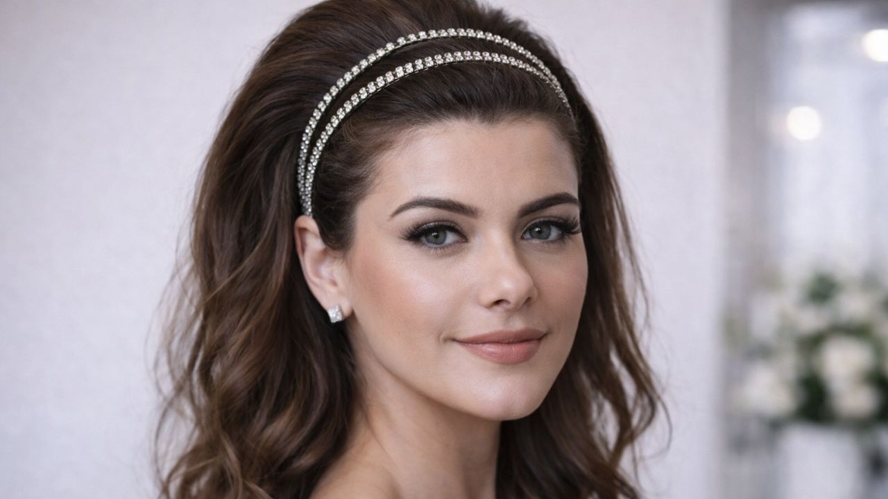 Cabelo Solto com Tiara e Volume no Topo