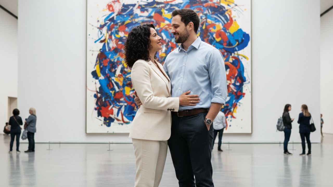 casal em museu