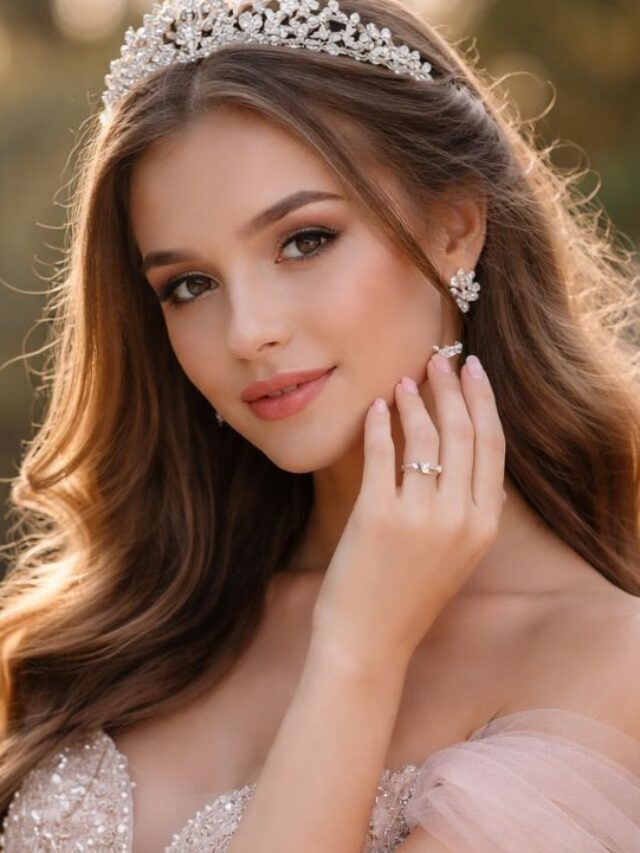 Debutante com cabelo solto e anel