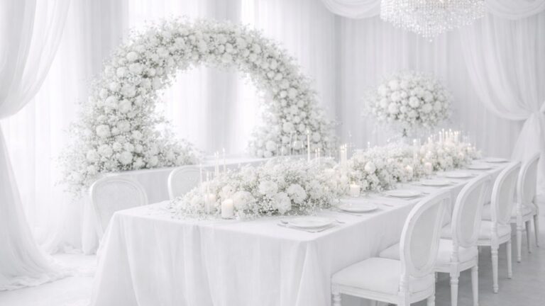 decoração de casamento na cor pantone 2026