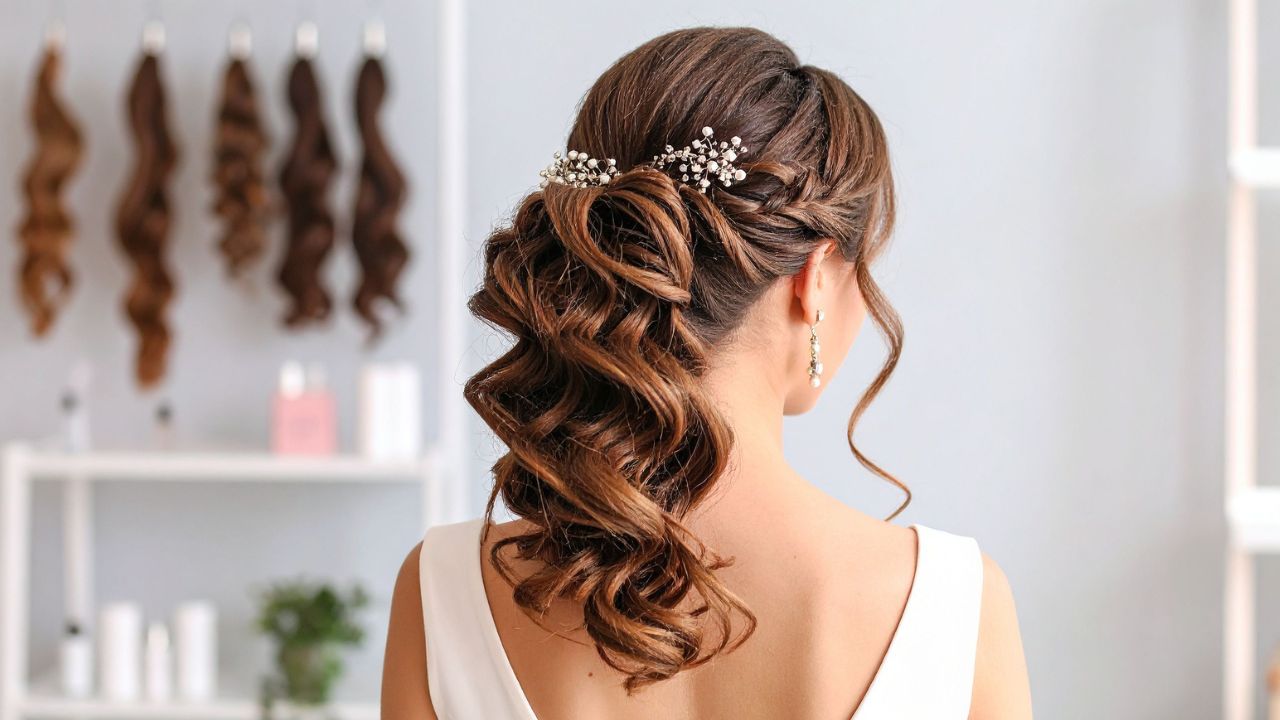 penteado com Tranças Laterais e Ondas Definidas
