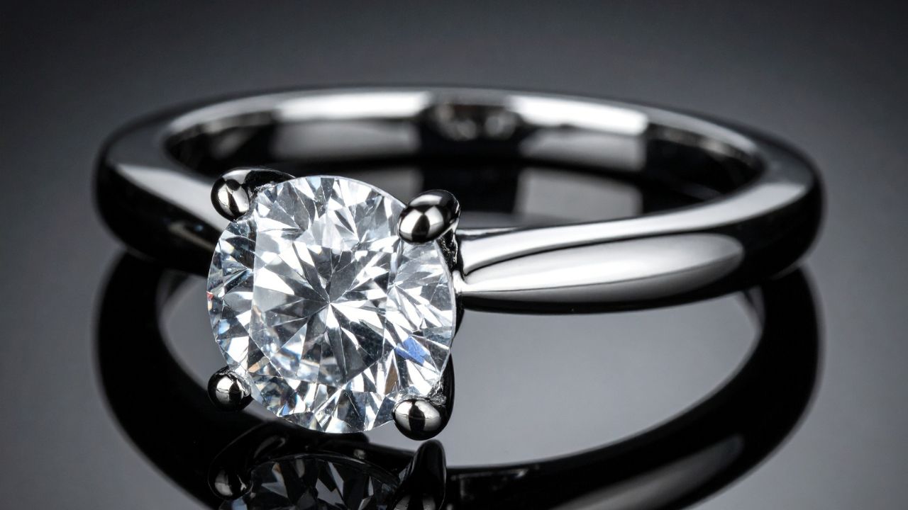 anel de debutante de ouro branco com solitário