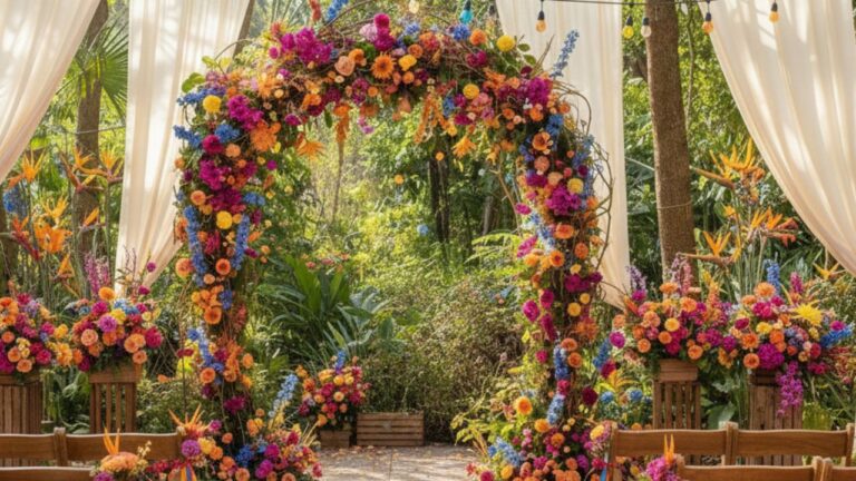 altar de casamento colorido