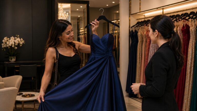 mulher levando vestido para a loja Arthur Caliman para participar da ação troca do bem 2026