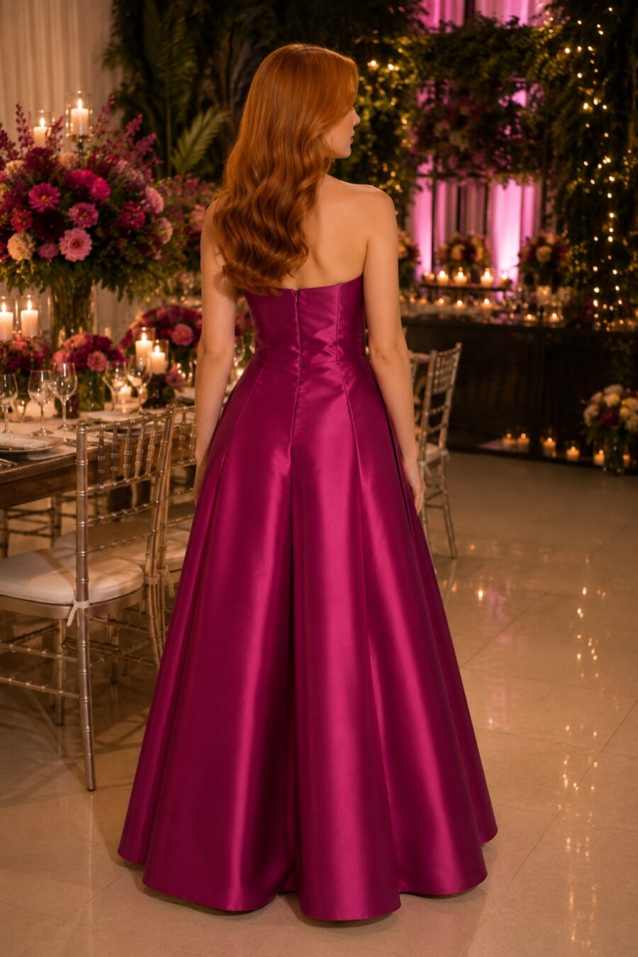 Costas do vestido tomara que caia Rafa Brites